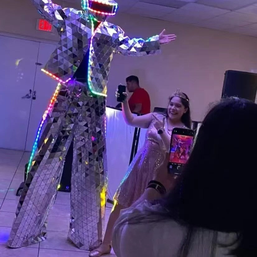 Stilts walker Mirror Robot Costume Men and Women for Performance Mirrorman show dance party carnival party
